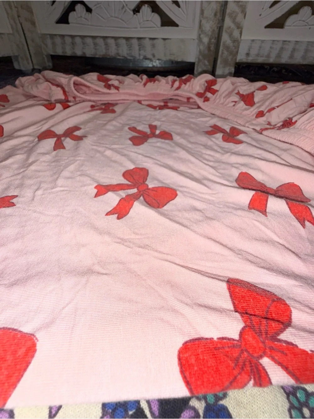 Pink Bow-Print Crib/Toddler Bedding FITTED Sheet ONLY